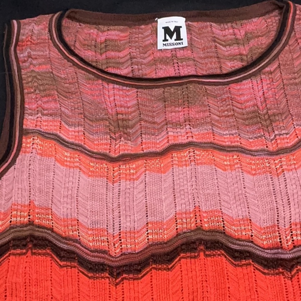 Missoni Striped Ribbed Knit Tank in Pink, Orange, Brown - Picture 2 of 4